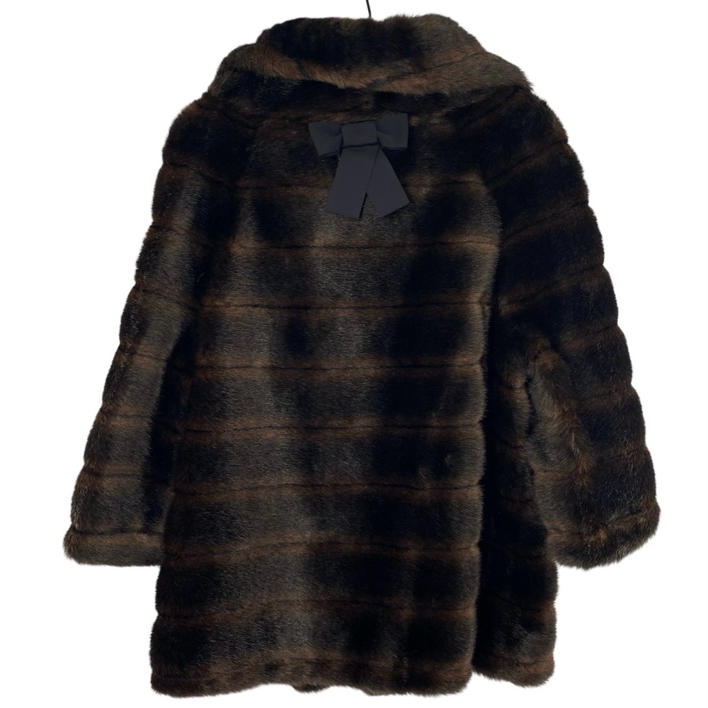 Kate Spade Faux Fur Cape Coat Medium Chocolate Brown - Picture 2 of 13